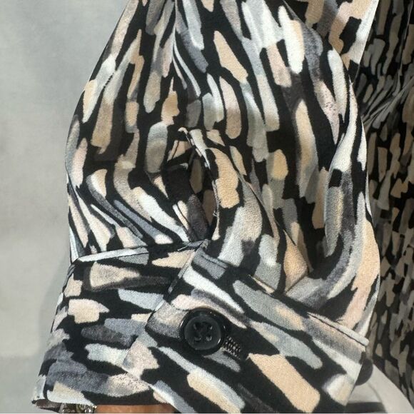 Dana Buchman black gray and blush brushstroke abstract print top size small - Picture 3 of 6